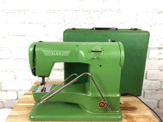Vintage Elna Transforma Sewing Machine With Metal Carrying Case