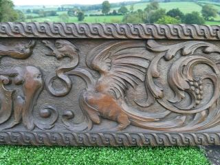 MAGNIFICENT EARLY 19thc OAK CARVED PANEL WITH CREST & WINGED GRIFFINS C.  1840 2