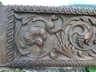 MAGNIFICENT EARLY 19thc OAK CARVED PANEL WITH CREST & WINGED GRIFFINS C.  1840 3