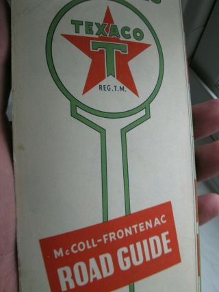 Vintage Texaco Mccoll - Frontenac Oil Road Guide Map