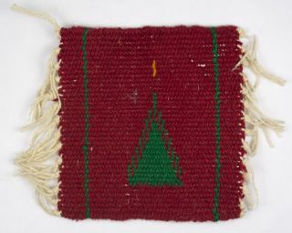 Vintage Miniature Mexican Blanket Rug Saltillo Serape Falsa Textile 6 " Red Green