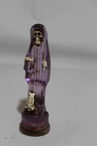 678 Statue Transparente Santa Muerte Purple 5.  2 " Reforzar Desarrollo Espiritual