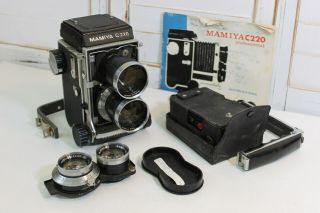 Vintage Mamiya C220 Professional TLR Camera with 80mm 1:2.  8 lens, 2