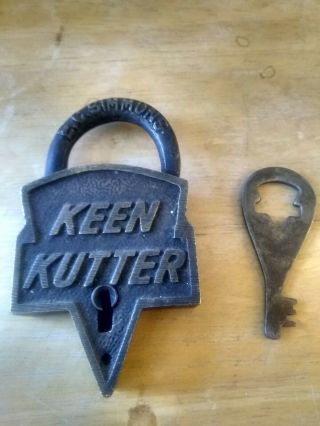 Vintage Brass Keen Kutter Padlock Lock With Key