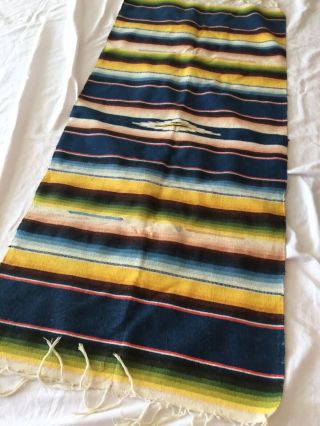 vintage mexican saltillo serape blanket wool rug textile weaving runner boho 2