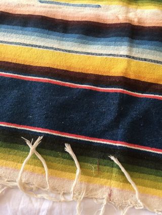 vintage mexican saltillo serape blanket wool rug textile weaving runner boho 3
