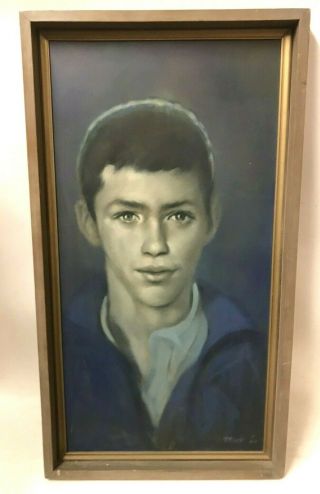 Robert Bliss Large Vintage American Modernist Portrait Painting Of A Young Boy