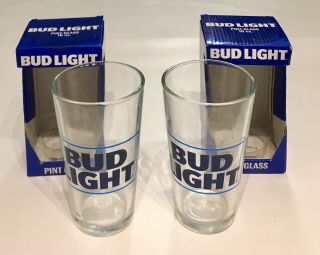 Bud Light Beer 16 Oz Pint Glass Set