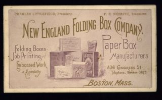 England Folding Box Company - Vintage Trade Card / Paper Box Manufacturers