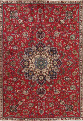 Vintage Traditional Floral Kashmar Red Area Rug Hand - Made Living Room Wool 7x11