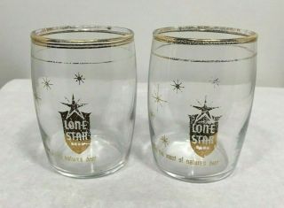 Lone Star Beer Glasses 3 Oz Taster Gold Rim