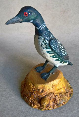Vintage Hand Carved Wood Figure By John David Epp – Loon,  Canada