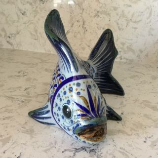 Erandi Toloso Mexico Pottery Large Tropical Fish Figural Hand Crafted Signed 2