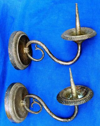 18th Century French Silvered Bronze Pricket Wall Sconces Circa 1770