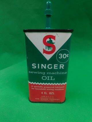 Vintage Singer Sewing Machine Oil Tin Can Handy Oiler 4 Oz.  Empty With Cap N714