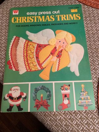 Vintage Whitman Easy Press - Out Holiday Christmas Trims Santa Angel Tree,