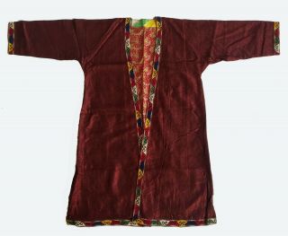 Silk Rare Uzbek Vintage Hand Embroidery Robe Chapan Was $215.  00