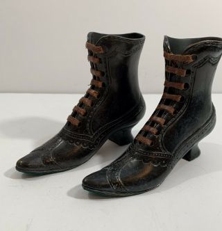 Fine Antique Vienna Bronze Victorian Ladies Shoes Boots 2