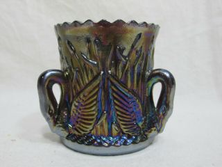 Vintage Carnival Glass Toothpick Holder Swan In Rushes Westmoreland