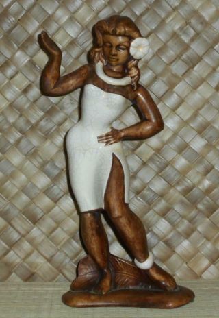 Vintage 10 1/2 " Treasure Craft Of Hawaii,  Hawaiian Female Hula Dancer Figurine