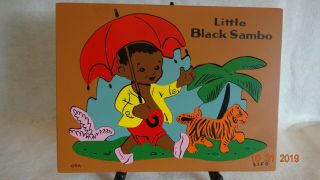 Vintage Little Black Sambo Wood Puzzle By Sifo - Pink Shoes