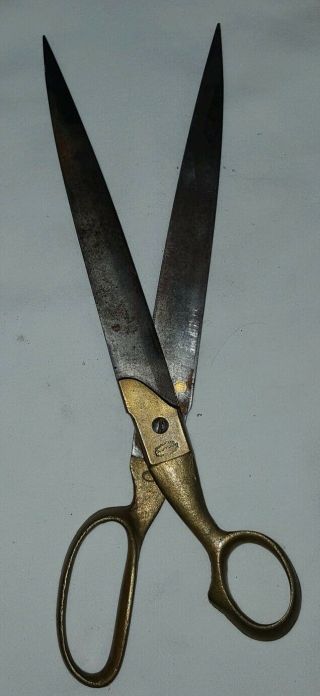 Rare Antique Vintage Craftsman Brass Handle 2 Scissors 12 Inch 12 "