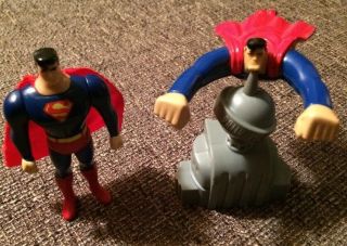 1997 Burger King Dc Superman 3 " Figure & Superman Over Daily Planet