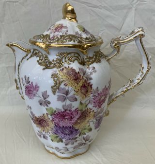 Antique French Old Paris 19 Century Porcelain Hand Painted Tea / Coffee Pot