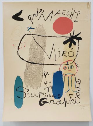 Rare Vintage Miro Exhibition Poster From Galerie Maeght,  Pairs C.  1959