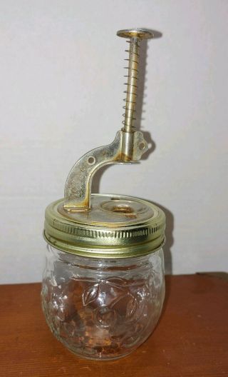 Vintage Krasco Cherry/olive Pitter Glass Jar Made In Chicago Ill