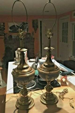 Wedgwood Jasperware Huge 38 X 9 " Pale Blue Brass Lamps