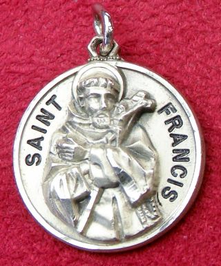 Carmelite Nuns Vintage Creed Sterling Silver St.  Francis Of Assisi Rosary Medal