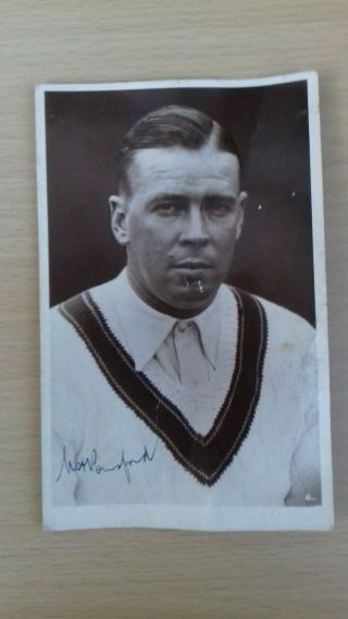 Vintage Australian Test Cricketer W H Ponsford Hand Signed Real Photo Postcard