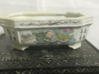 Rare Chinese Antique Porcelain Planter Holder Vase Qian Jiang Color Scholar Art