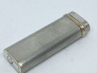Vintage Cartier Gas Lighter swiss made Silver Gold Trinity 2