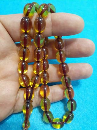Rare Yellow Stone Islamic Tasbeh Faturan Islamic Prayer Beads Bakelite Amber 33