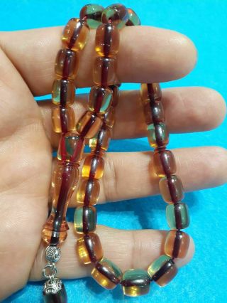 Rare Brouwn Stone Islamic Tasbeh Faturan Islamic Prayer Beads Bakelite Amber 33