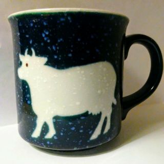 Otagiri Japan Hand Crafted Blue White Speckled Cow Coffee Mug