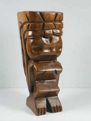 Vtg Wood Hawaii Polynesian Tiki God Souvenir Folk Art Carving Statue 10 "