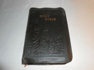 Vintage Dickson 1941 The Illuminated Bible,  Kjv,  Thumb Indexed Faux Leather