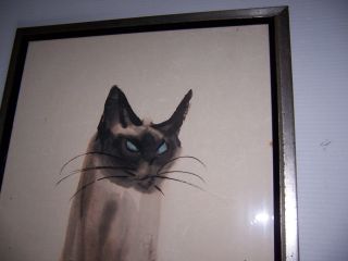 Vintage Siamese Cat Framed Oriental Art Print by David Kwo Da - Wei Kwo 2