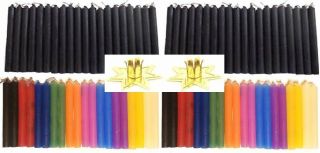 80 Chime Spell 4 " Candles - 40 Black & 40 Assorted & 2 Gold Candle Holder