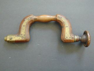 Antique Sheffield Brace With Brass Plates - Hand Drill - 19th Century
