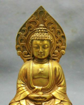 Collect gold - plated bronze pray bless shakyamuni Buddha statue in Tibet 5.  5inch 3