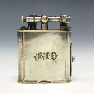Vintage Dunhill Unique Pipe Liftarm Silver Plated Petrol Lighter Made In England