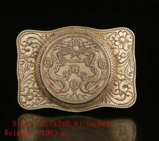 Unique Chinese Tibetan Silver Belt Buckle Statue Sacred Dragon Crafts Old Gift