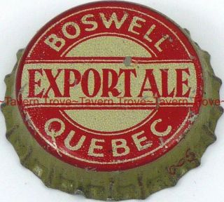 1950s Canada Quebec Boswell Export Ale Cream Cork Lined Bottle Cap Tavern Trove
