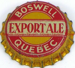 1950s Canada Quebec Boswell Export Ale Gold Cork Lined Bottle Cap Tavern Trove