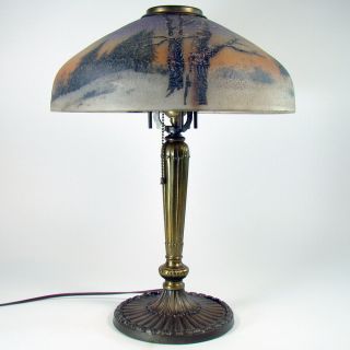 Signed Pittsburgh Reverse and Obverse - Painted Table Lamp 2