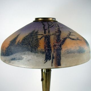 Signed Pittsburgh Reverse and Obverse - Painted Table Lamp 3